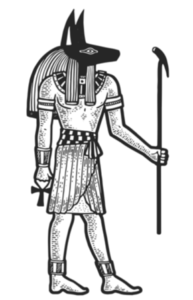 Illustration of a part-man, part-jackal Anubis